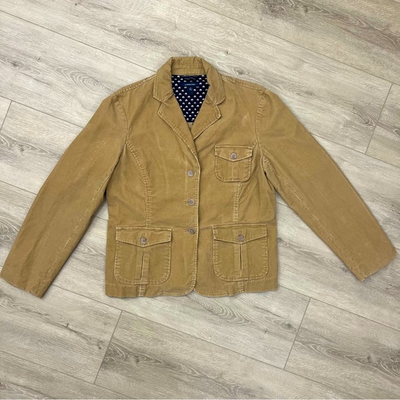 Lands End Jacket Blazer 14 Brown Corduroy Suit Sport Coat Riding - Picture 1 of 9